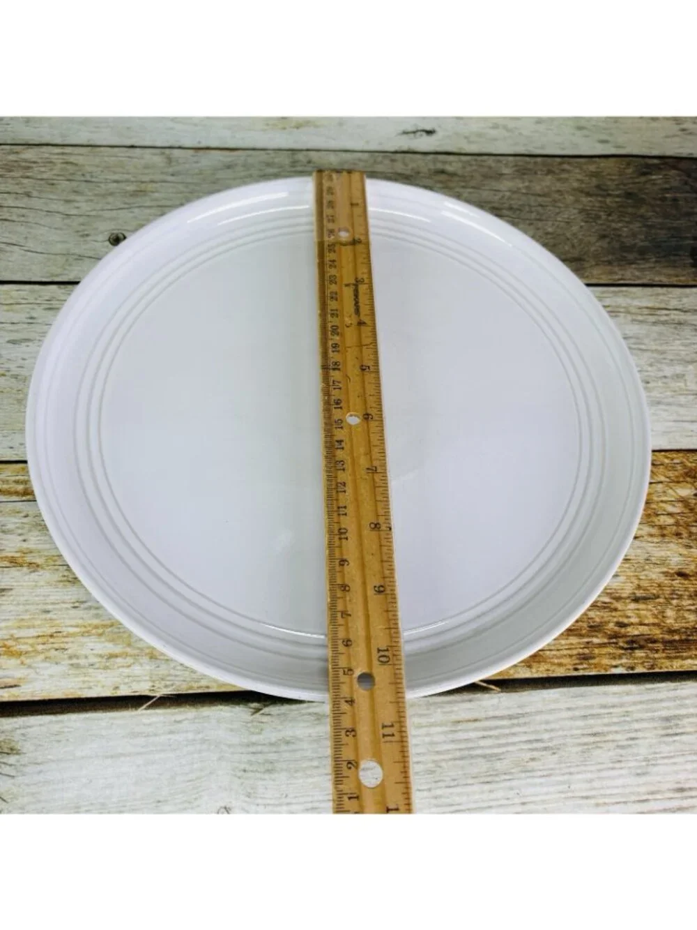 Ten Strawberry Street GALAXY White Embossed Rings Coupe Dinner Plates Set of 4